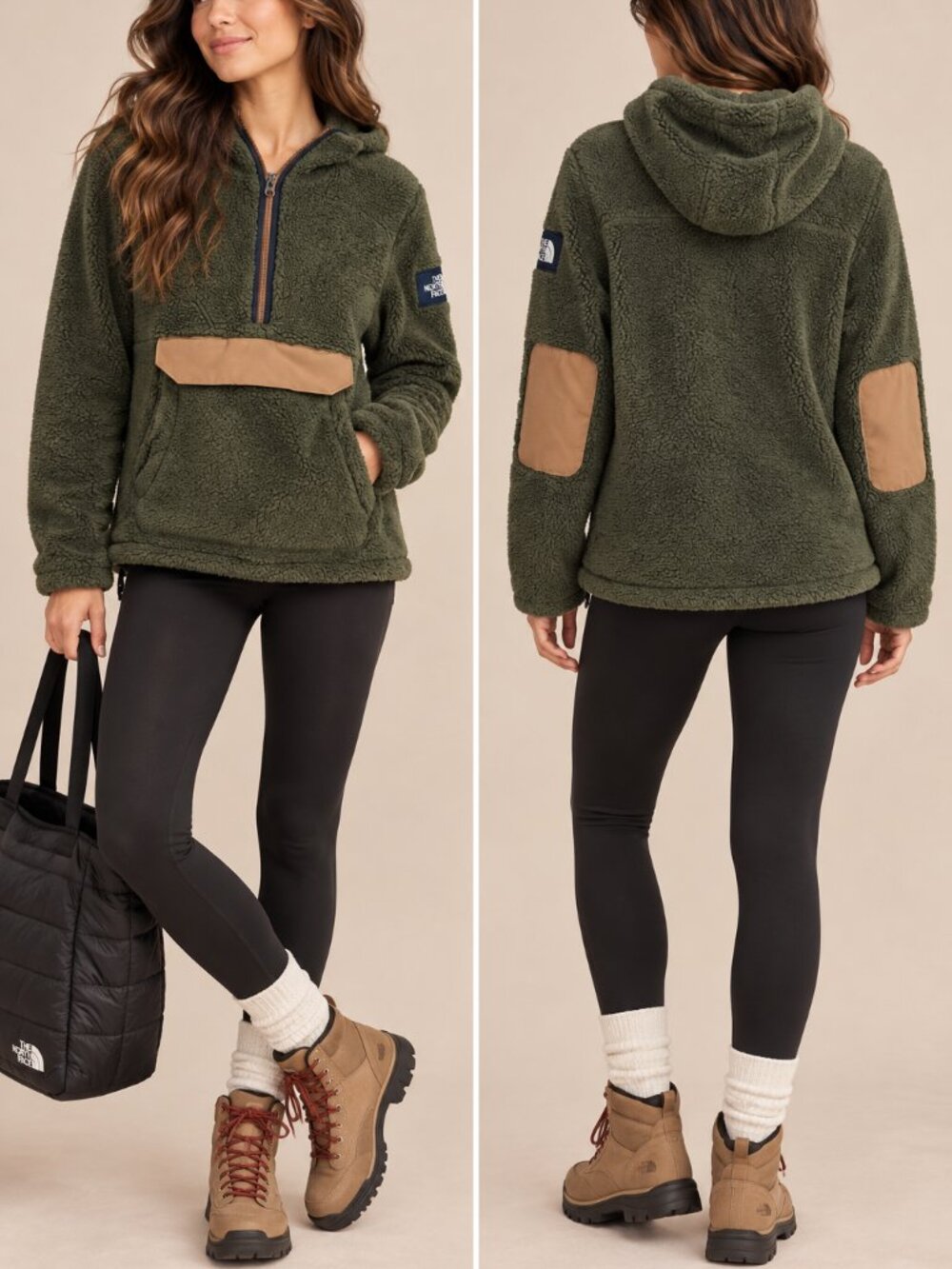 The North Face Women’s Campshire Sherpa Fleece Pullover Hoodie Green M